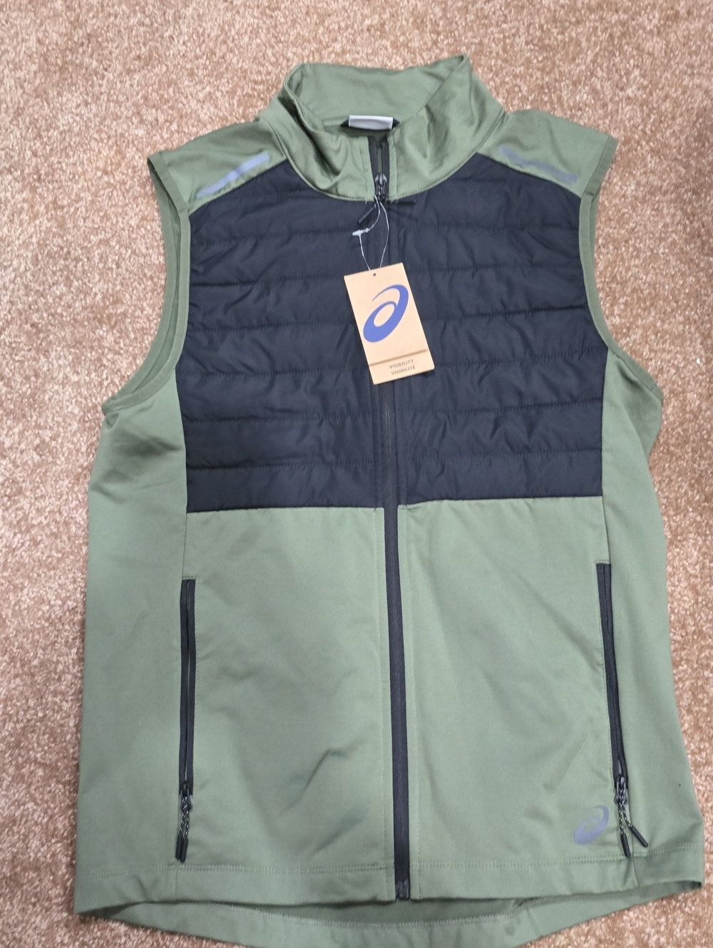 Asics Olive Green and Black Men's Hybrid Vest